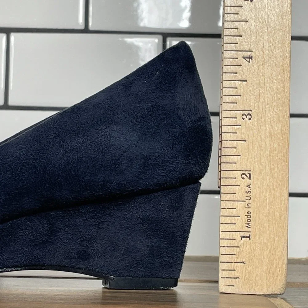 Talbots Women's Size 6.5 Shoes Blue Suede Slip On Comfort Wedge Pump